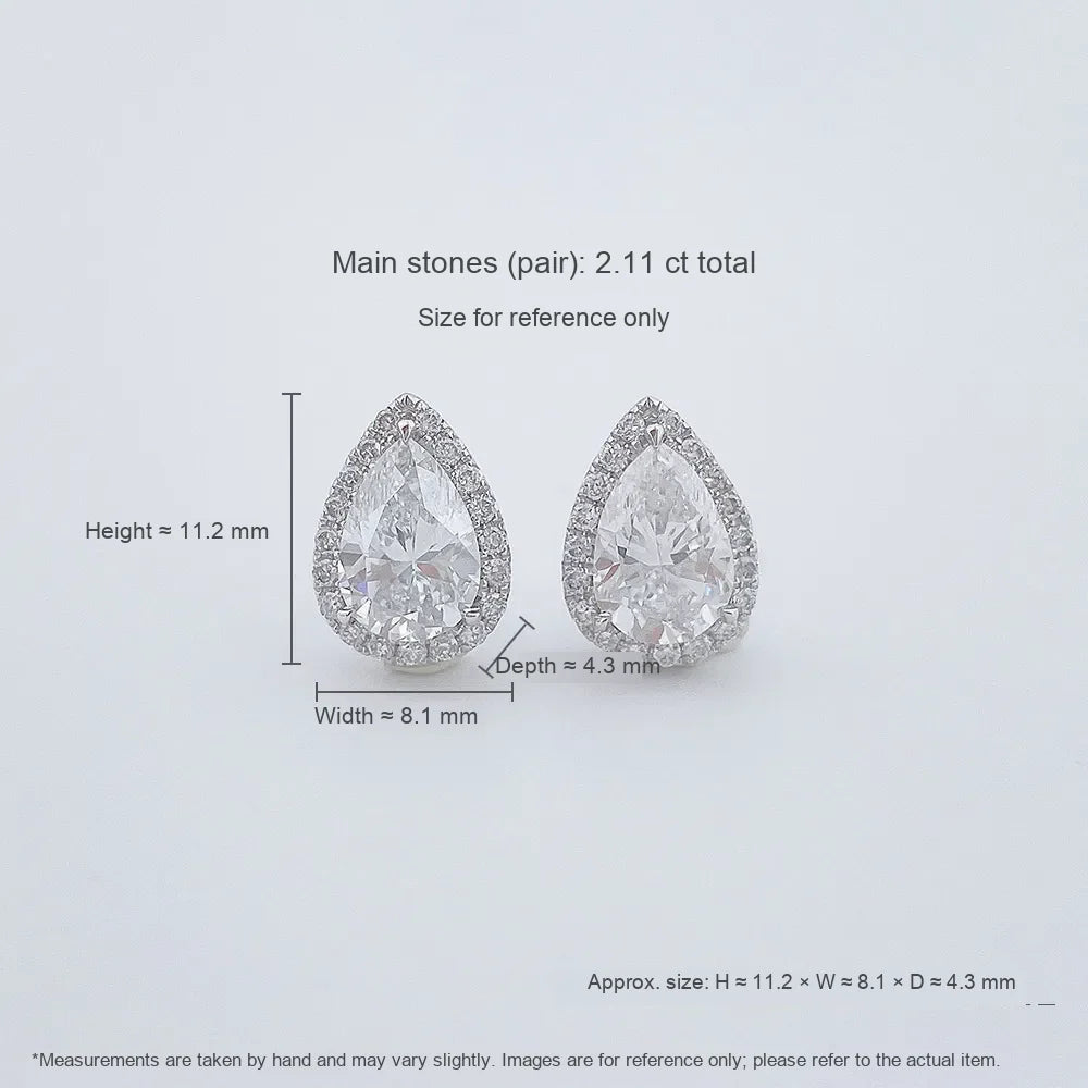 1.05 ctw Pear-Cut Lab-Grown Diamond Stud Earrings in PT950 Platinum