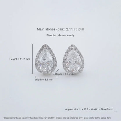1.05 ctw Pear-Cut Lab-Grown Diamond Stud Earrings in PT950 Platinum