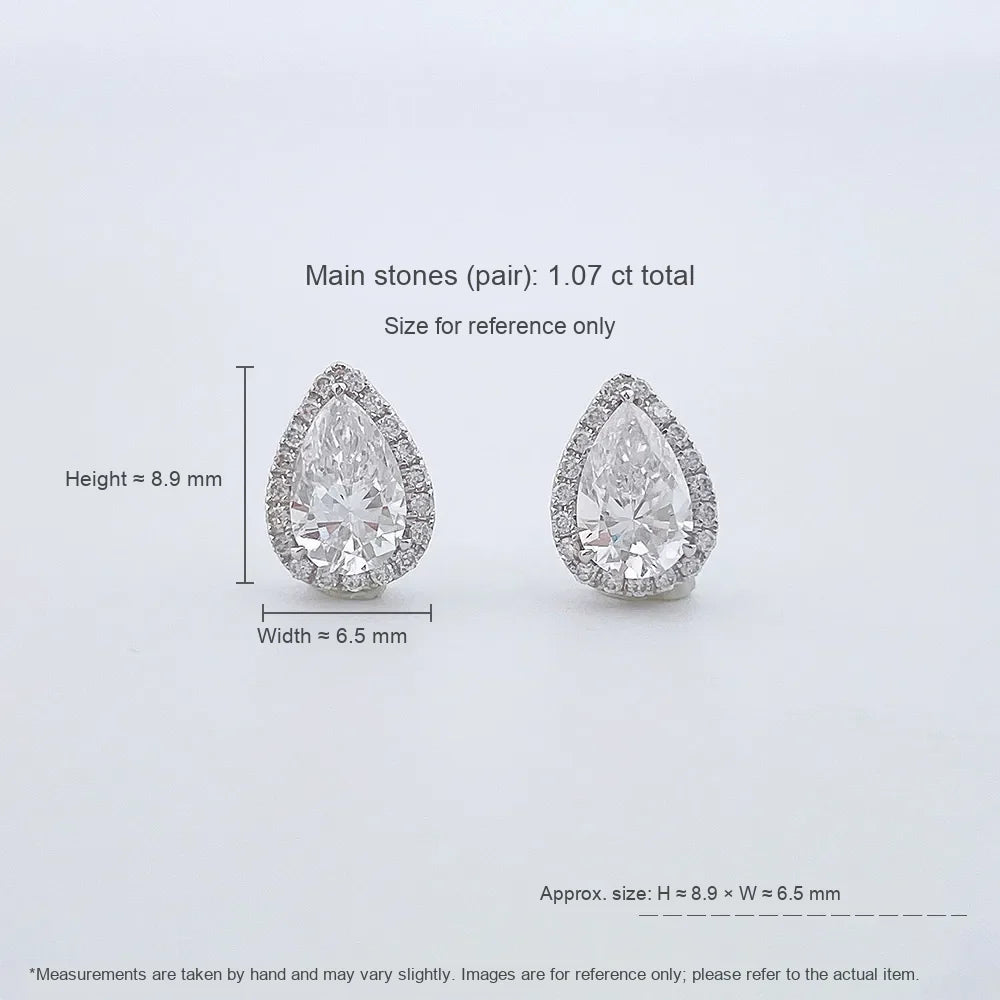 1 ctw Celestial Pear-Cut Lab-Grown Diamond Drop Earrings in 18K White Gold