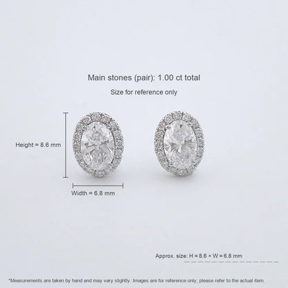 1.05 ctw Celestial Adjustable Oval-Cut Lab-Grown Diamond Stud Earrings in 18K White Gold