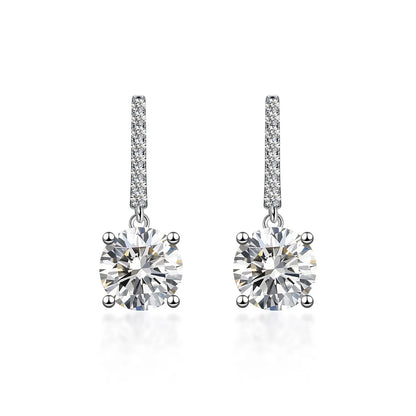 3 ctw Minimalist Four-Prong Round-Cut Lab-Grown Diamond Earrings in 18K White Gold