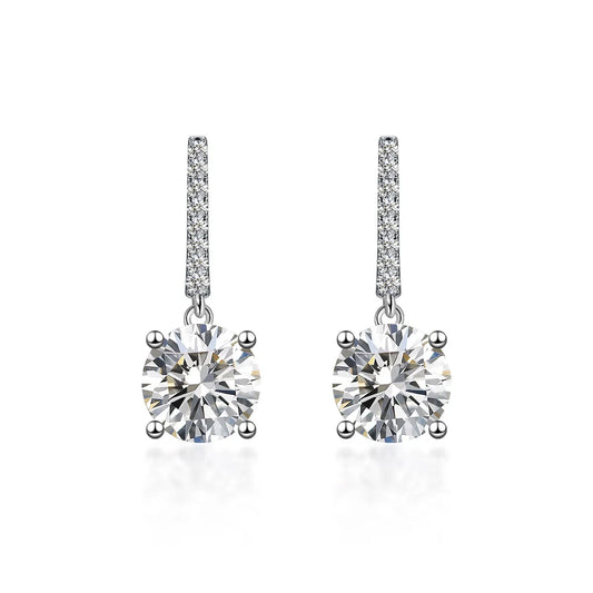 3 ctw Minimalist Four-Prong Round-Cut Lab-Grown Diamond Earrings in 18K White Gold