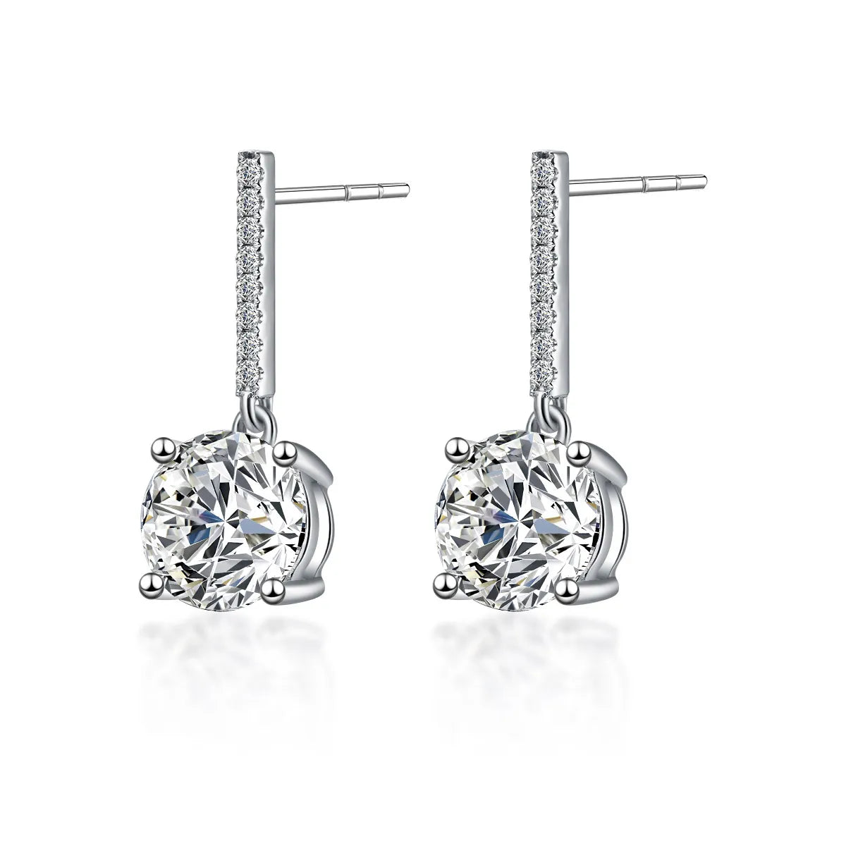 3 ctw Minimalist Four-Prong Round-Cut Lab-Grown Diamond Earrings in 18K White Gold