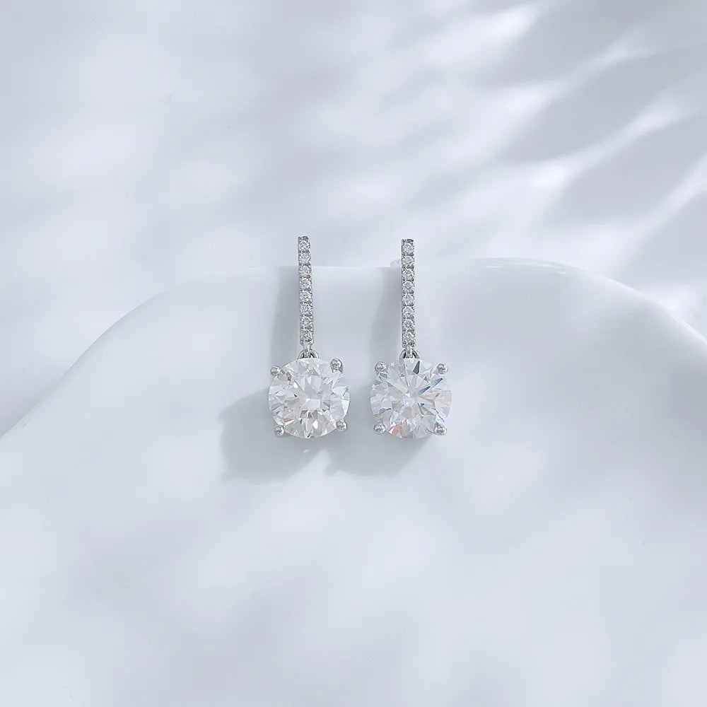 3 ctw Minimalist Four-Prong Round-Cut Lab-Grown Diamond Earrings in 18K White Gold
