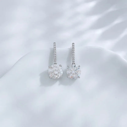3 ctw Minimalist Four-Prong Round-Cut Lab-Grown Diamond Earrings in 18K White Gold