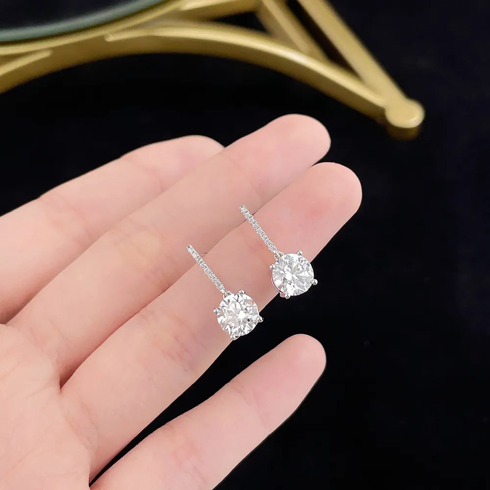 3 ctw Minimalist Four-Prong Round-Cut Lab-Grown Diamond Earrings in 18K White Gold