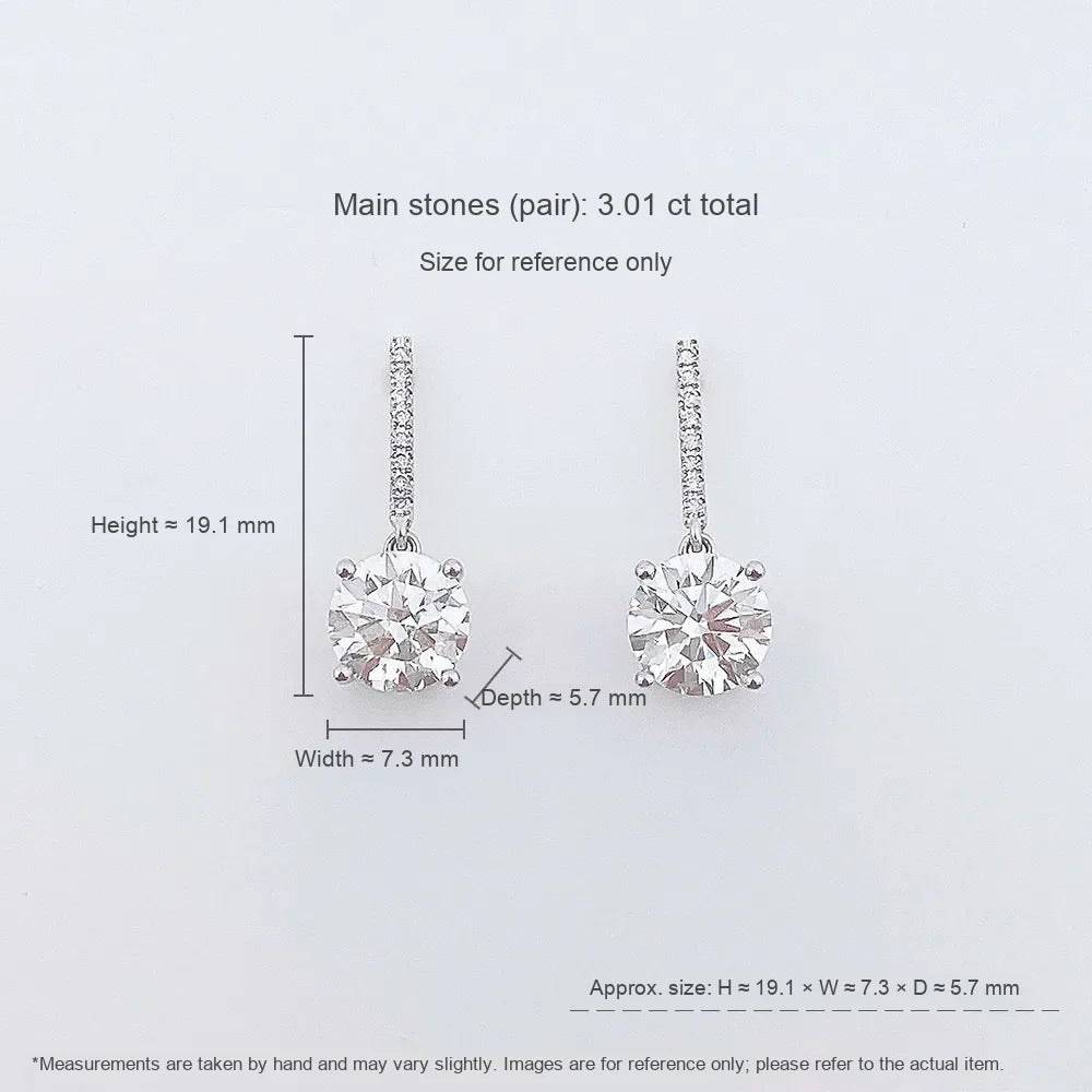 3 ctw Minimalist Four-Prong Round-Cut Lab-Grown Diamond Earrings in 18K White Gold