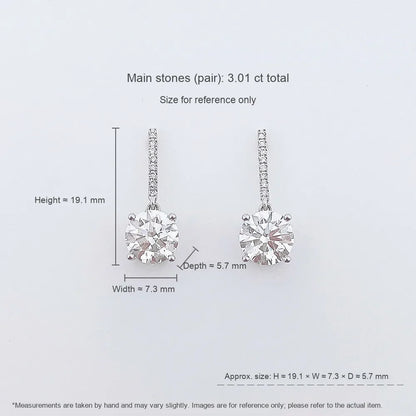 3 ctw Minimalist Four-Prong Round-Cut Lab-Grown Diamond Earrings in 18K White Gold
