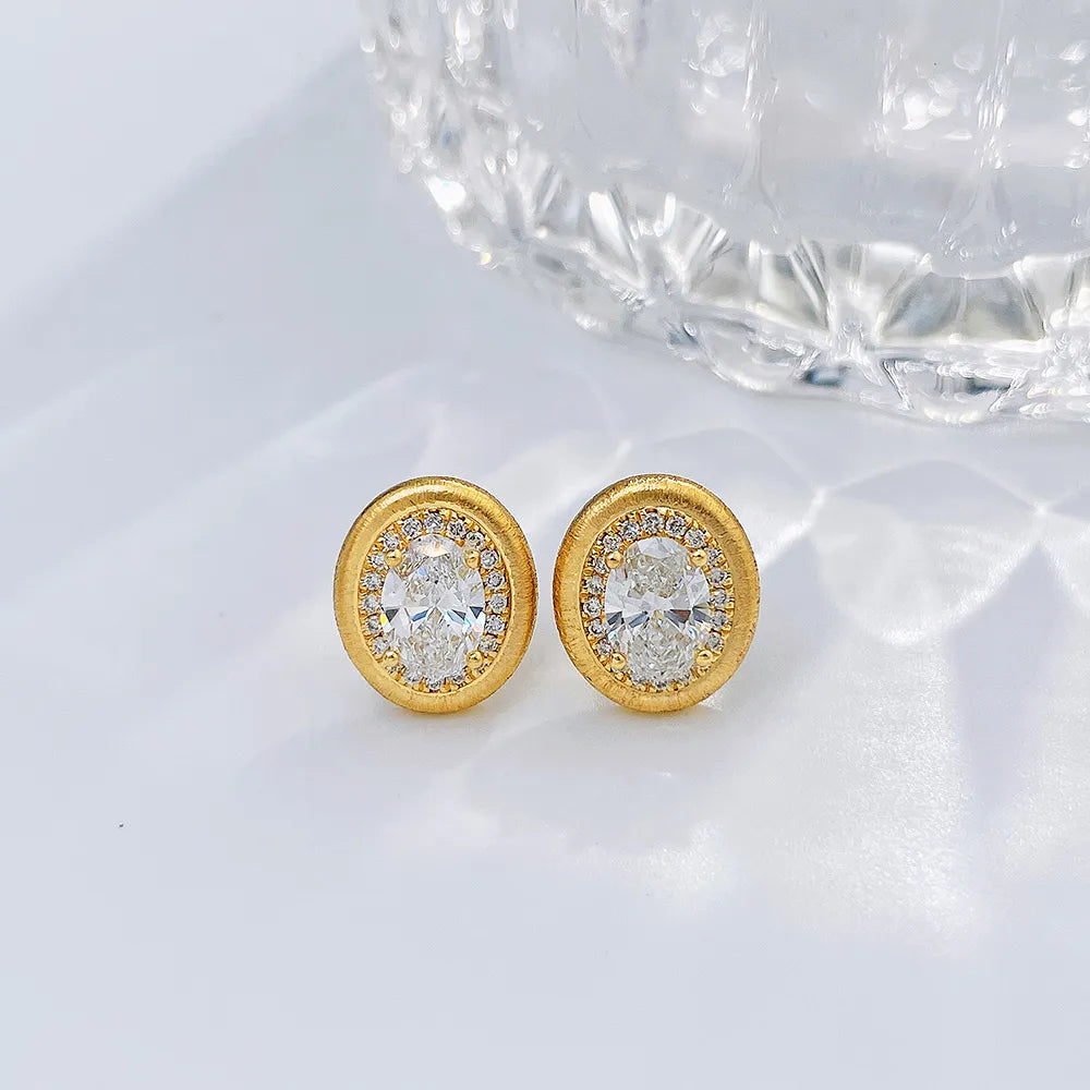 1.07 ctw Celestial Oval-Cut Lab-Grown Diamond Stud Earrings in 18K Yellow Gold