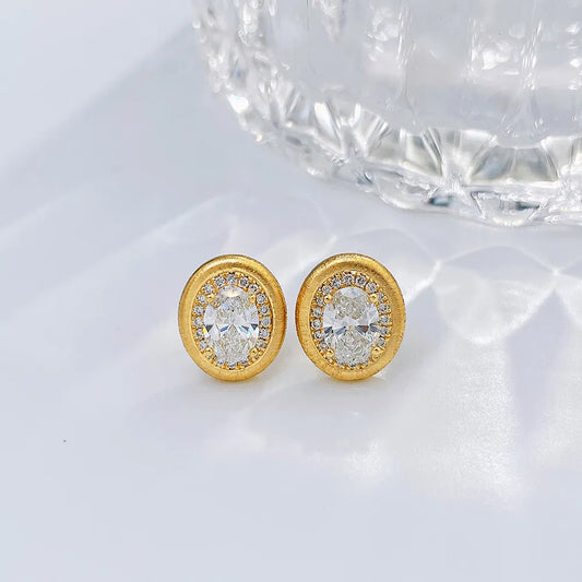 1.07 ctw Celestial Oval-Cut Lab-Grown Diamond Stud Earrings in 18K Yellow Gold