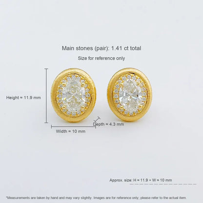1.07 ctw Celestial Oval-Cut Lab-Grown Diamond Stud Earrings in 18K Yellow Gold