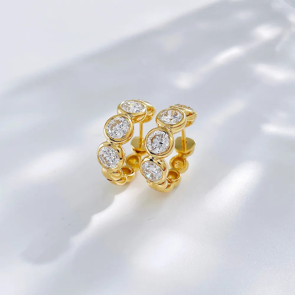 2.47 ctw Vintage Round-Cut Lab-Grown Diamond Earrings in 18K Yellow Gold
