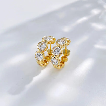 2.47 ctw Vintage Round-Cut Lab-Grown Diamond Earrings in 18K Yellow Gold