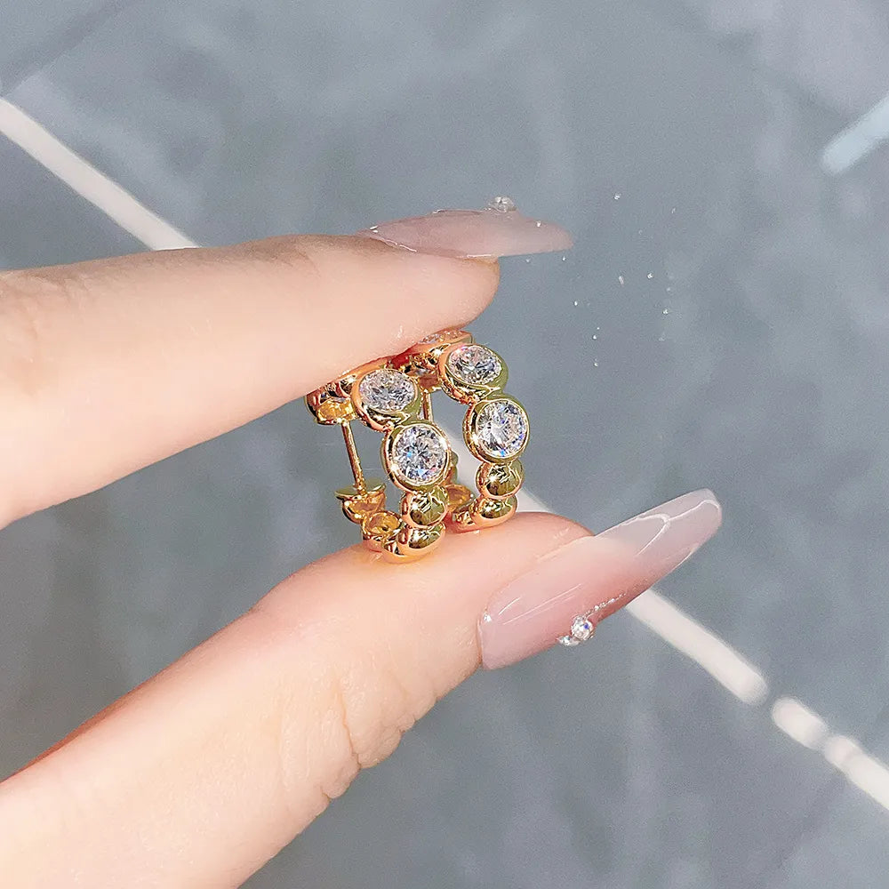2.47 ctw Vintage Round-Cut Lab-Grown Diamond Earrings in 18K Yellow Gold