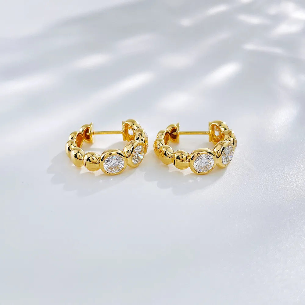 2.47 ctw Vintage Round-Cut Lab-Grown Diamond Earrings in 18K Yellow Gold
