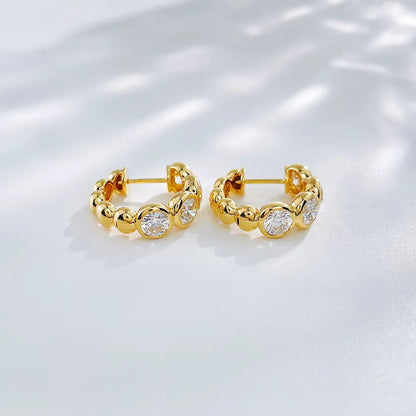 2.47 ctw Vintage Round-Cut Lab-Grown Diamond Earrings in 18K Yellow Gold