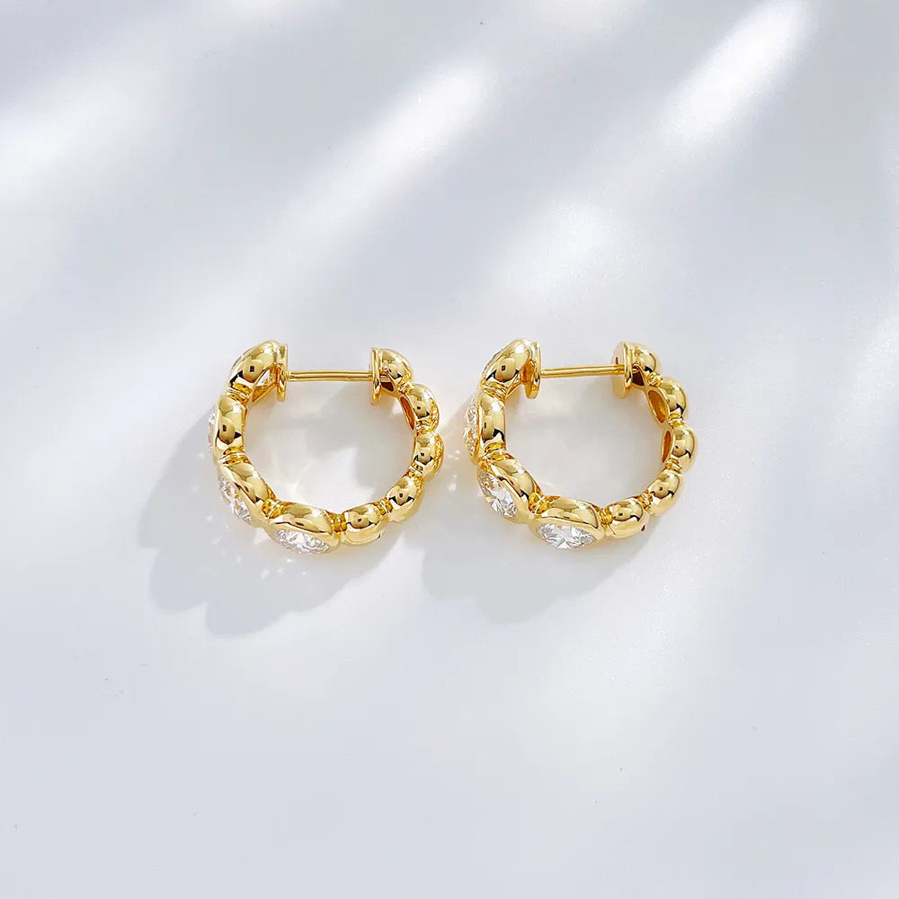 2.47 ctw Vintage Round-Cut Lab-Grown Diamond Earrings in 18K Yellow Gold