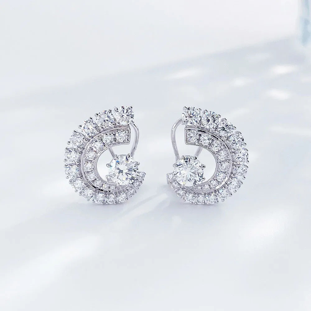1.26 ctw Celestial Round-Cut Lab-Grown Diamond Earrings in 18K White Gold