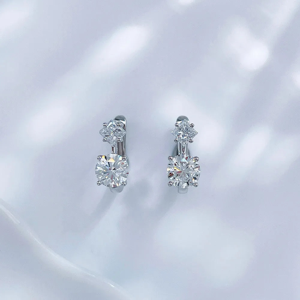 1.07 ctw Celestial Round-Cut Lab-Grown Diamond Earrings in 18K White Gold