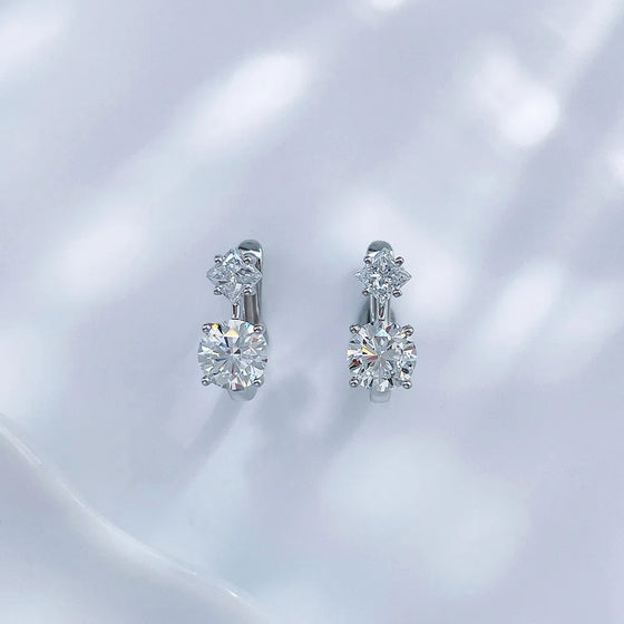 1.4 ctw Celestial Round-Cut Lab-Grown Diamond Earrings in 18K White Gold