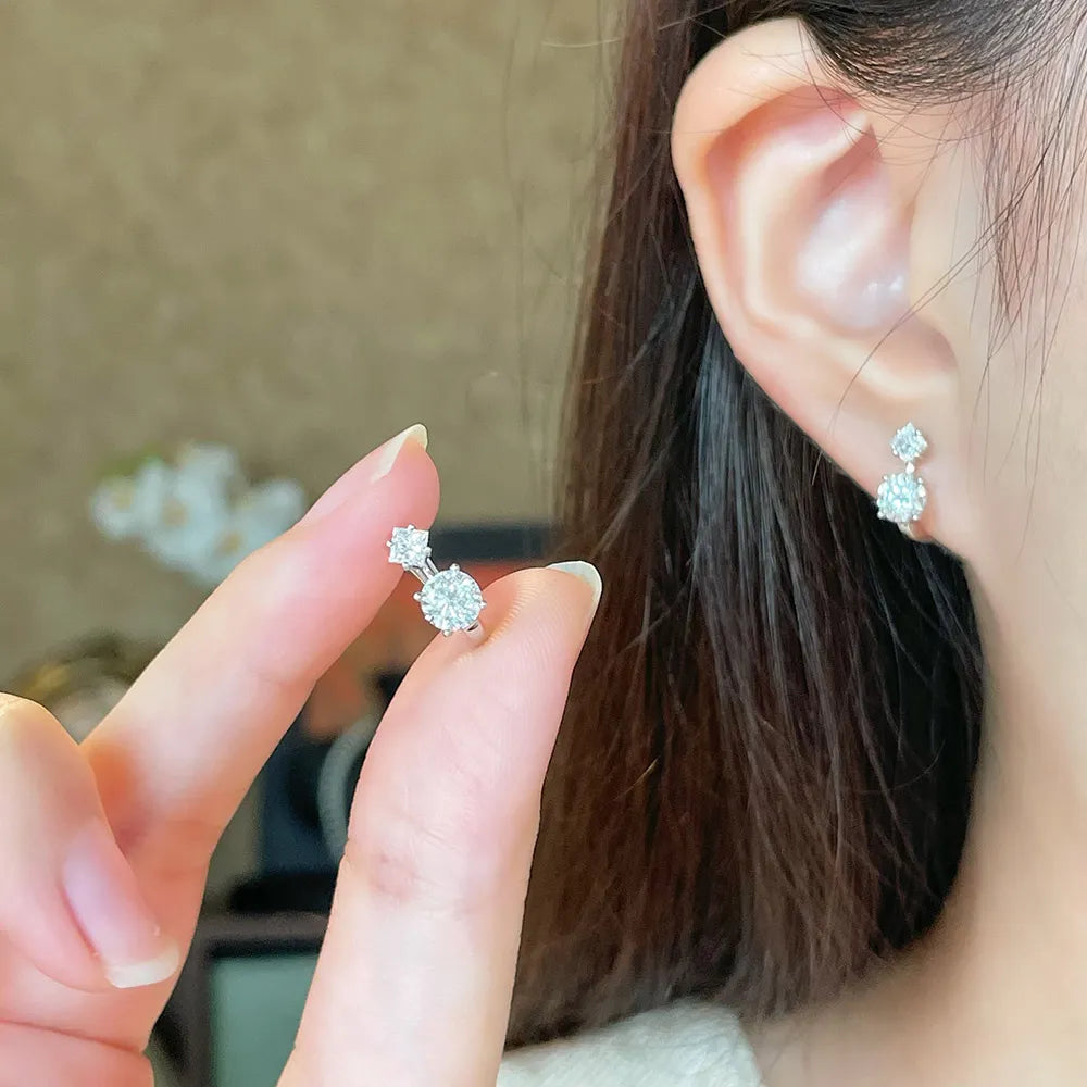 1.07 ctw Celestial Round-Cut Lab-Grown Diamond Earrings in 18K White Gold