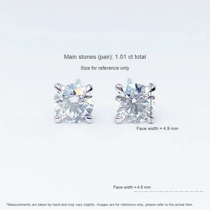 1.03 ctw Four-Prong Cushion-Cut Lab-Grown Diamond Earrings in PT950 Platinum