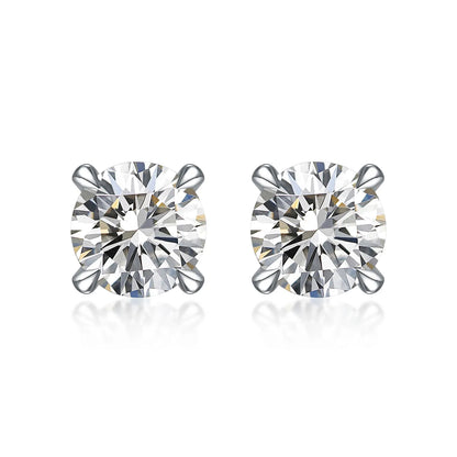 1.02 ctw Minimalist Four-Prong Cushion-Cut Lab-Grown Diamond Earrings in 18K White Gold