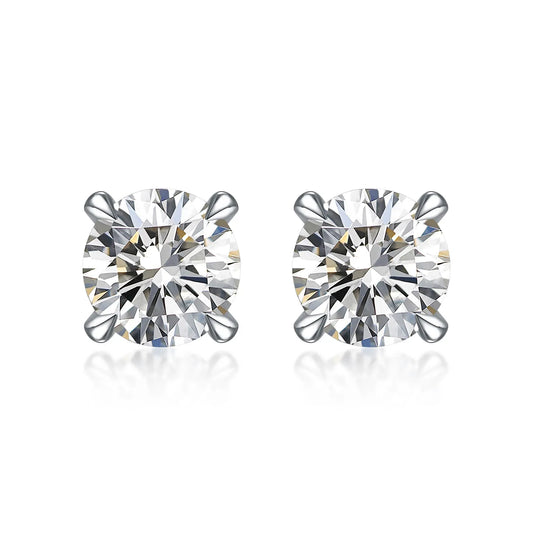1.02 ctw Minimalist Four-Prong Cushion-Cut Lab-Grown Diamond Earrings in 18K White Gold