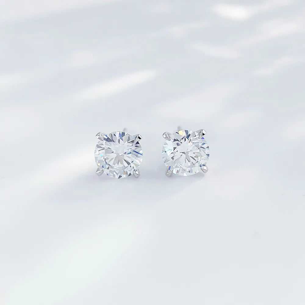 1.02 ctw Minimalist Four-Prong Cushion-Cut Lab-Grown Diamond Earrings in 18K White Gold