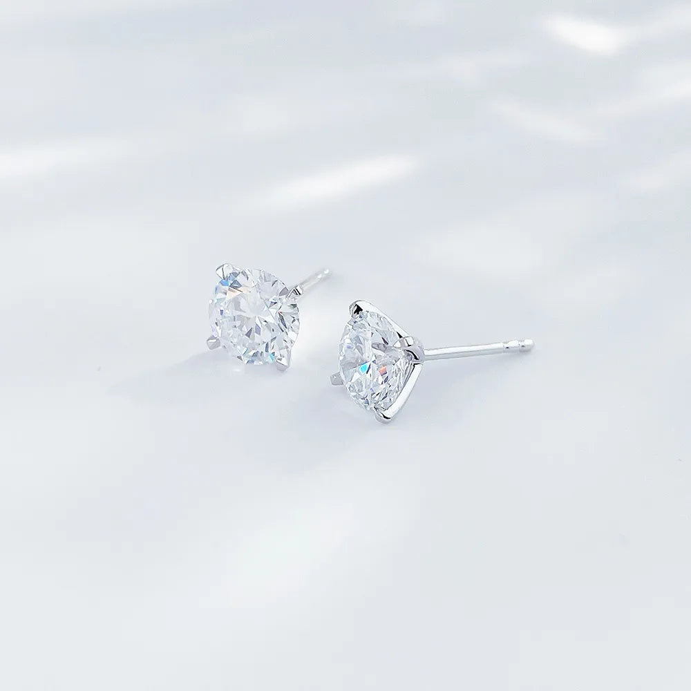 1.02 ctw Minimalist Four-Prong Cushion-Cut Lab-Grown Diamond Earrings in 18K White Gold