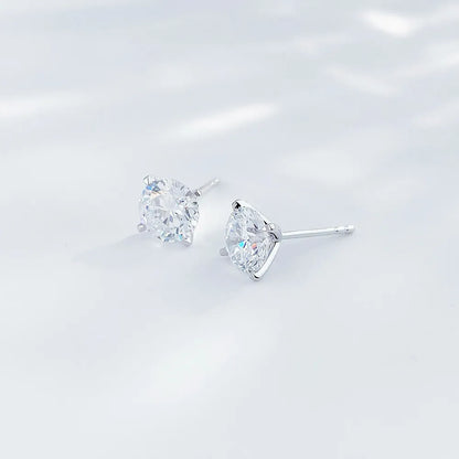 1.02 ctw Minimalist Four-Prong Cushion-Cut Lab-Grown Diamond Earrings in 18K White Gold