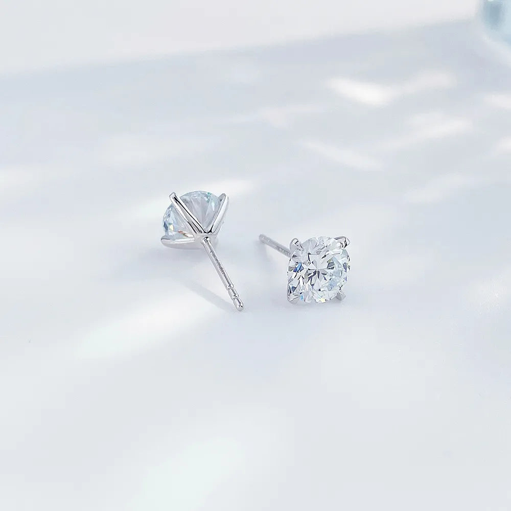 1.02 ctw Minimalist Four-Prong Cushion-Cut Lab-Grown Diamond Earrings in 18K White Gold