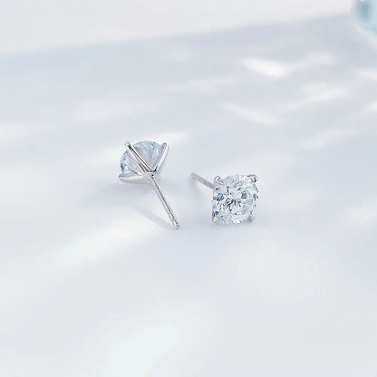 1.02 ctw Minimalist Four-Prong Cushion-Cut Lab-Grown Diamond Earrings in 18K White Gold