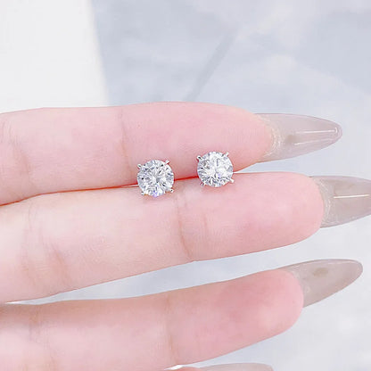 1.02 ctw Minimalist Four-Prong Cushion-Cut Lab-Grown Diamond Earrings in 18K White Gold
