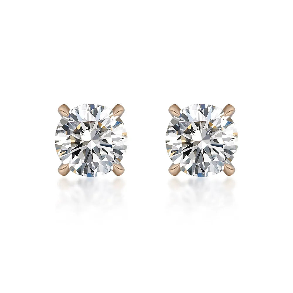 1.06 ctw Minimalist Four-Prong Round-Cut Lab-Grown Diamond Earrings in 18K Yellow Gold