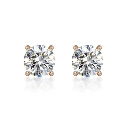 1.06 ctw Minimalist Four-Prong Round-Cut Lab-Grown Diamond Earrings in 18K Yellow Gold