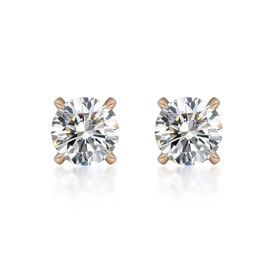 1.06 ctw Minimalist Four-Prong Round-Cut Lab-Grown Diamond Earrings in 18K Yellow Gold
