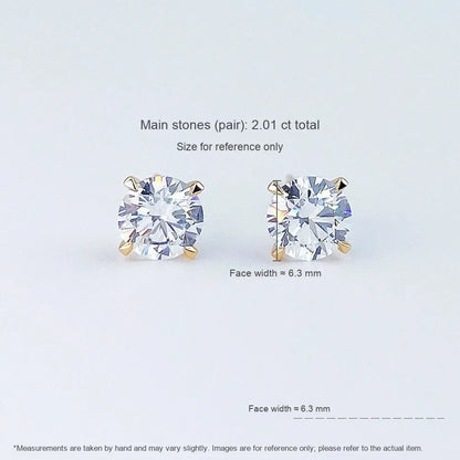 1.06 ctw Minimalist Four-Prong Round-Cut Lab-Grown Diamond Earrings in 18K Yellow Gold