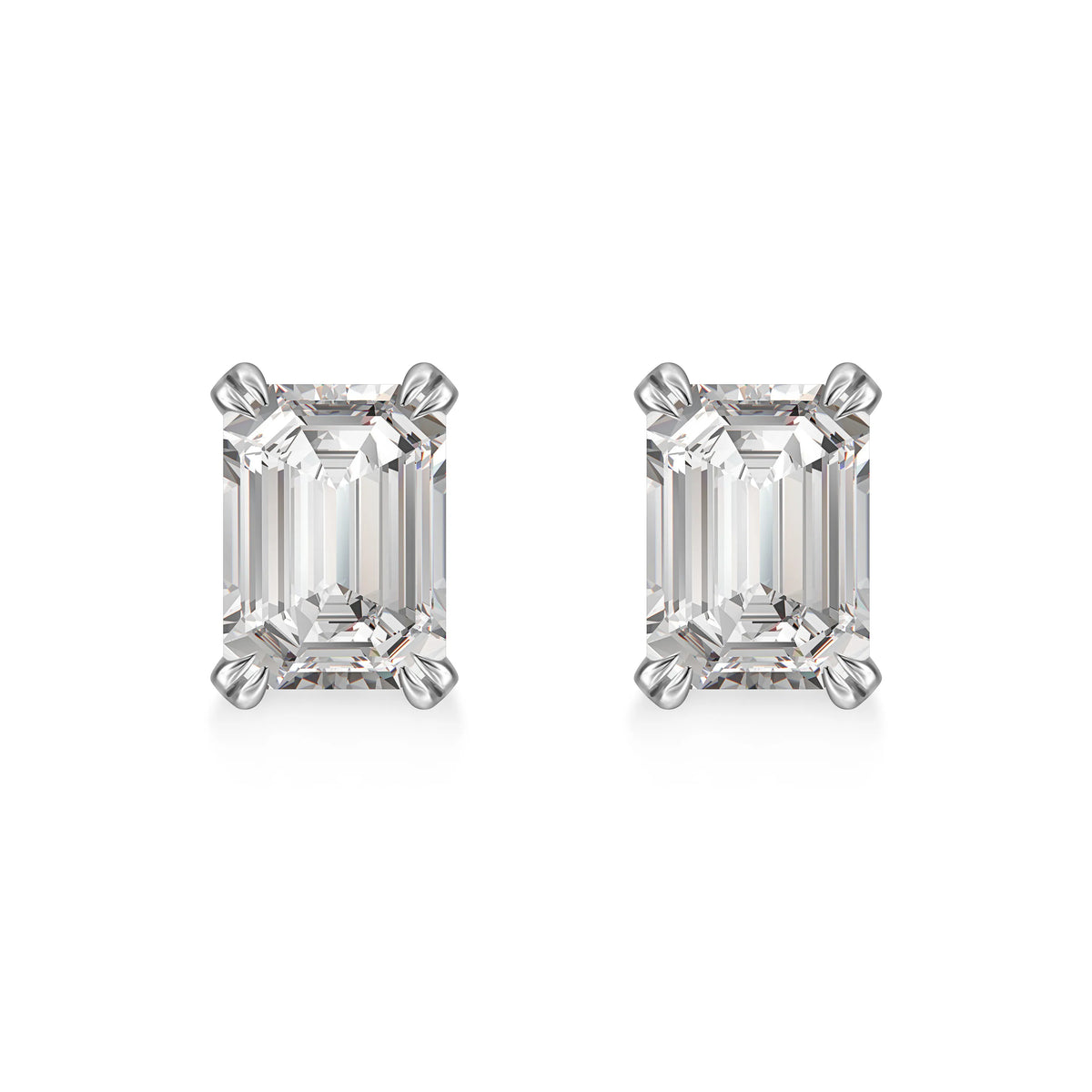 2.06 ctw Celestial Four-Prong Emerald-Cut Lab-Grown Diamond Earrings in PT950 Platinum