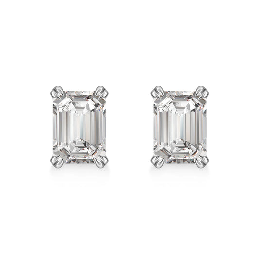 2.06 ctw Celestial Four-Prong Emerald-Cut Lab-Grown Diamond Earrings in PT950 Platinum
