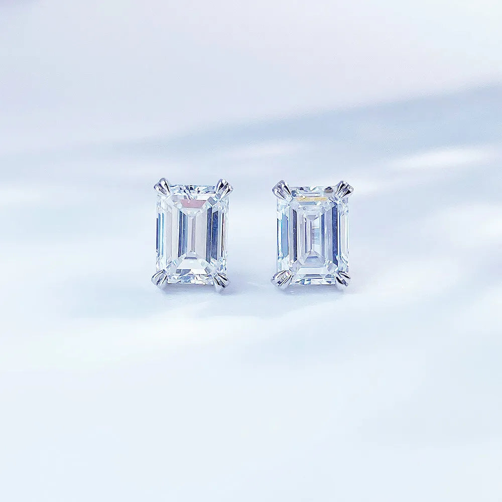 2.06 ctw Celestial Four-Prong Emerald-Cut Lab-Grown Diamond Earrings in PT950 Platinum