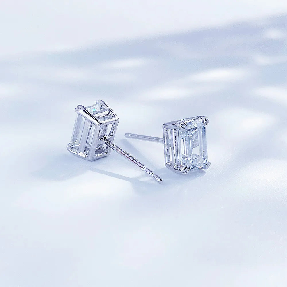 2.06 ctw Celestial Four-Prong Emerald-Cut Lab-Grown Diamond Earrings in PT950 Platinum