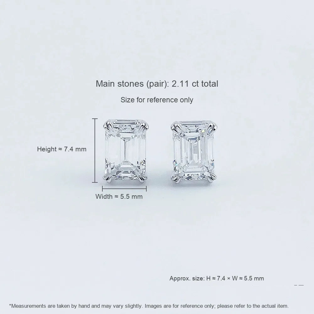 2.06 ctw Celestial Four-Prong Emerald-Cut Lab-Grown Diamond Earrings in PT950 Platinum