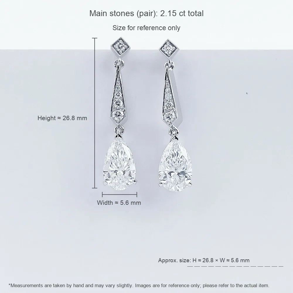 2.05 ctw Pear-Cut Lab-Grown Diamond Drop Earrings in PT950 Platinum