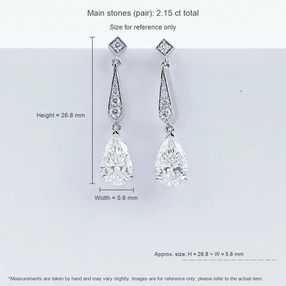 2.05 ctw Pear-Cut Lab-Grown Diamond Drop Earrings in PT950 Platinum