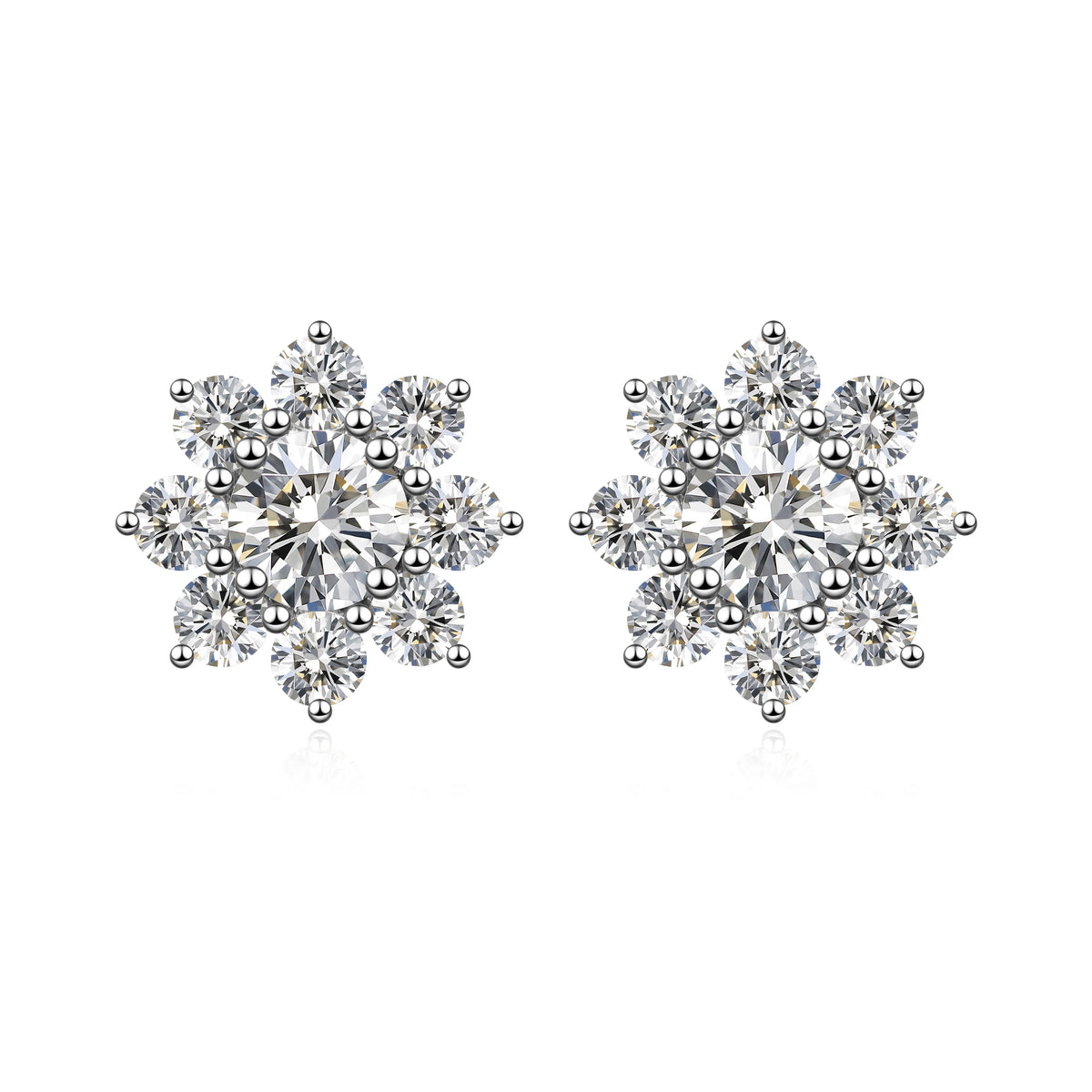 1.04 ctw Snowflake Round-Cut Lab-Grown Diamond Earrings in PT950 Platinum