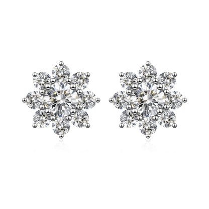 1.04 ctw Snowflake Round-Cut Lab-Grown Diamond Earrings in PT950 Platinum