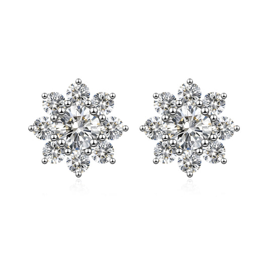 1.04 ctw Snowflake Round-Cut Lab-Grown Diamond Earrings in PT950 Platinum