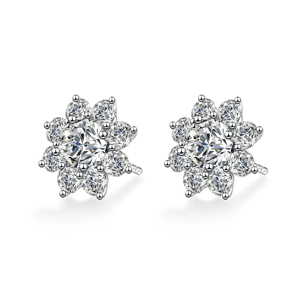1.04 ctw Snowflake Round-Cut Lab-Grown Diamond Earrings in PT950 Platinum