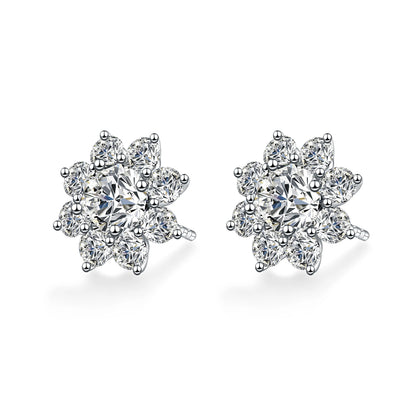 1.04 ctw Snowflake Round-Cut Lab-Grown Diamond Earrings in PT950 Platinum
